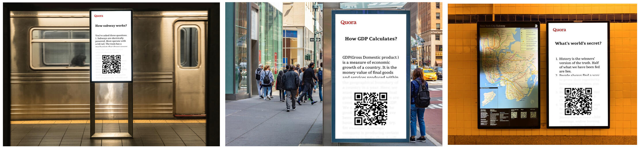 One Curiosity; Quora’s 'Curiosity' out-of-home campaign reignites everyday learning by using intriguing questions and partially hidden text, prompting passersby to scan QR codes to reveal the answers.